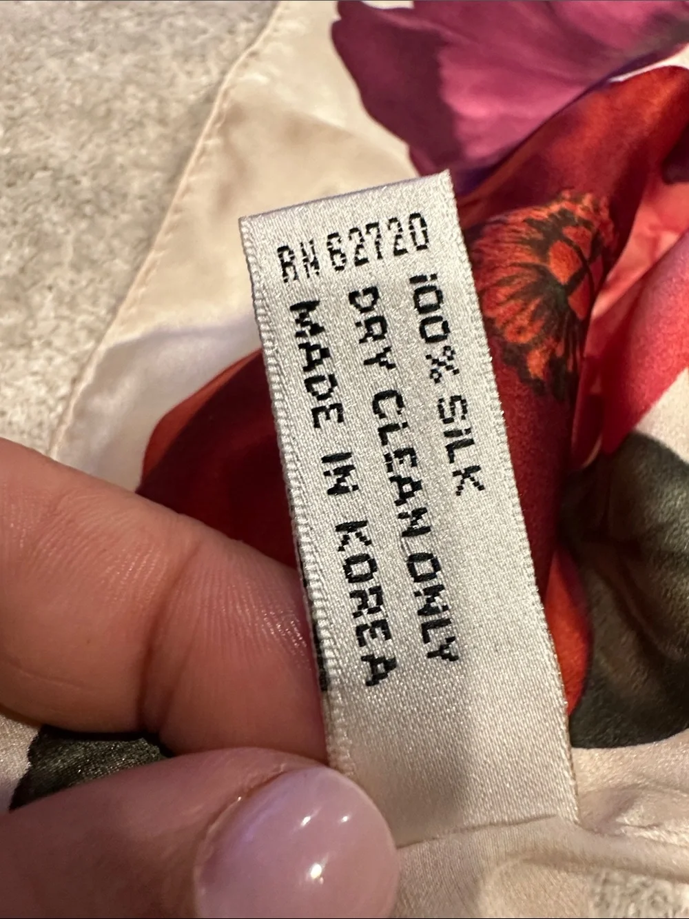 Oscar de la renta Floral Satin Scarf with Pink, Purple & Red Blooms